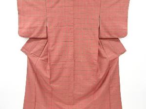 リサイクル　格子織り出し手織り紬着物